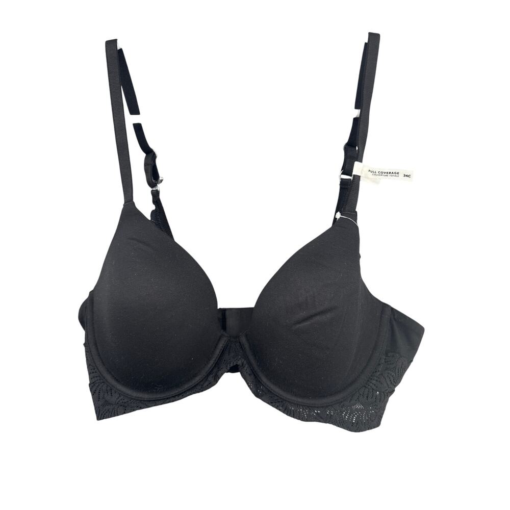 Aerie Sunnie Full Coverage Couverture Totale Strap Lace Black Bra 34C NEW